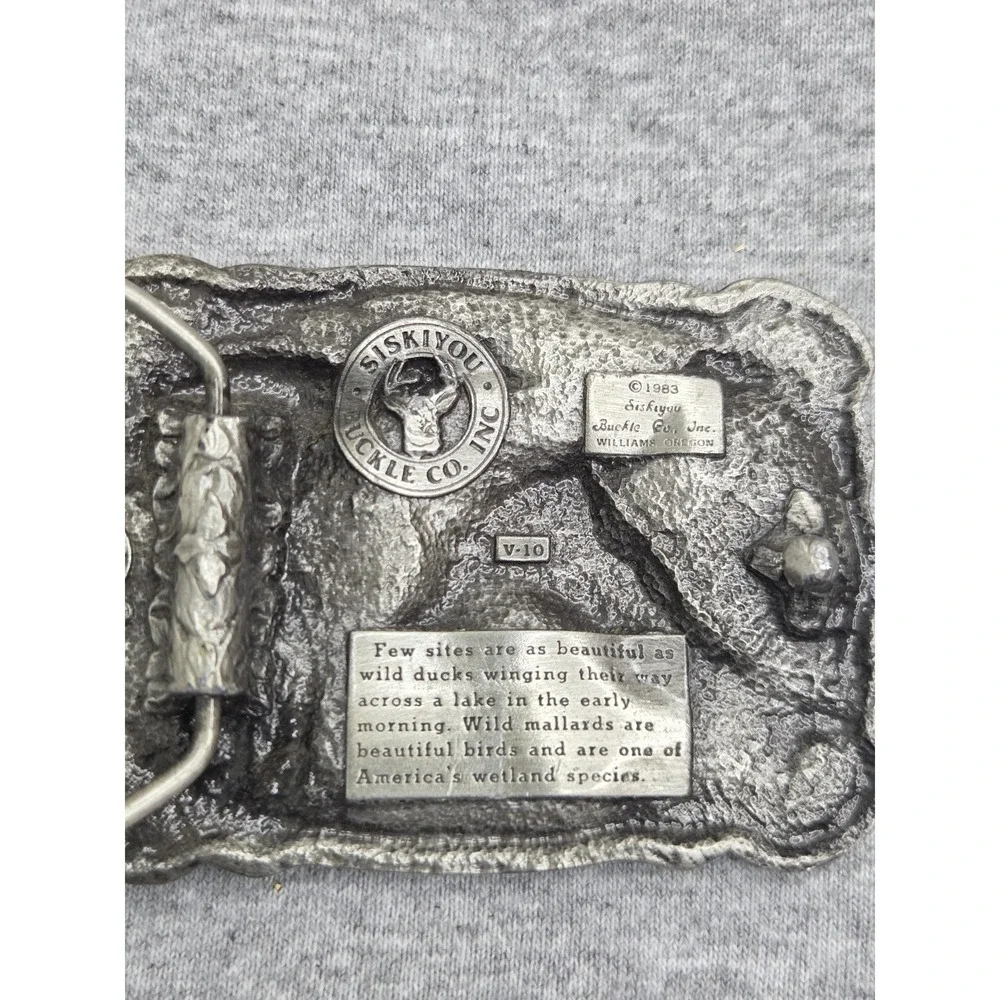 Vintage 1983 Siskiyou Wild Mallards Ducks Solid Pewter Heavy Belt Buckle